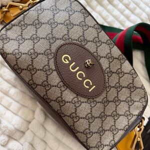 Gucci Monogram Crossbody Bag with Bee Accent